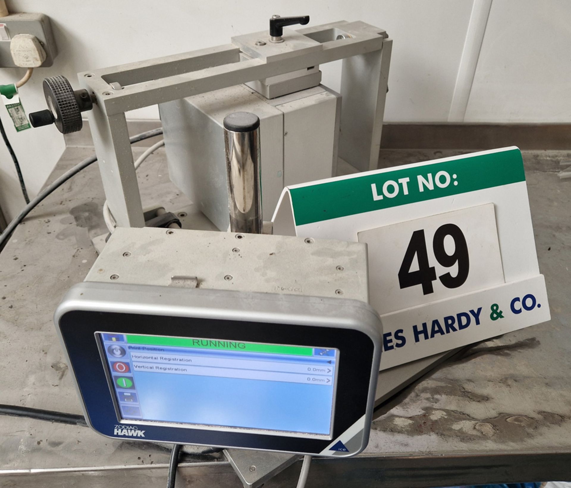 A ZODIAC HAWK ICE Bag Printing Unit with Touch Screen Operator Control