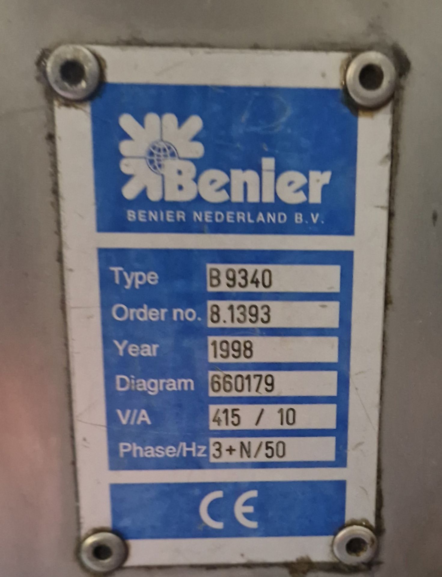 A BENIER B9340 Mobile 3-Pocket Dough Dividing Machine, Serial No. 8.1393 (Year 1998) (400V) (NOTE: A - Image 2 of 2