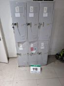 Four Grey Steel 6-Compartment Personnel Lockers