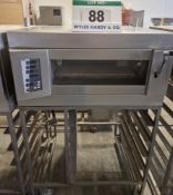 An IBIS GT Mikro Electric Steam Bread/Pizza Oven (230V) with Touchscreen Control, on Mobile Tray