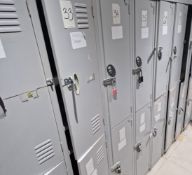 Sixteen Grey Steel 2-Compartment Personnel Lockers