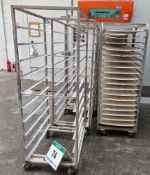 Three Stainless Steel 10-Tier Trolleys, each approx. 800mm x 830mm x 1830mm tall, Two Stainless