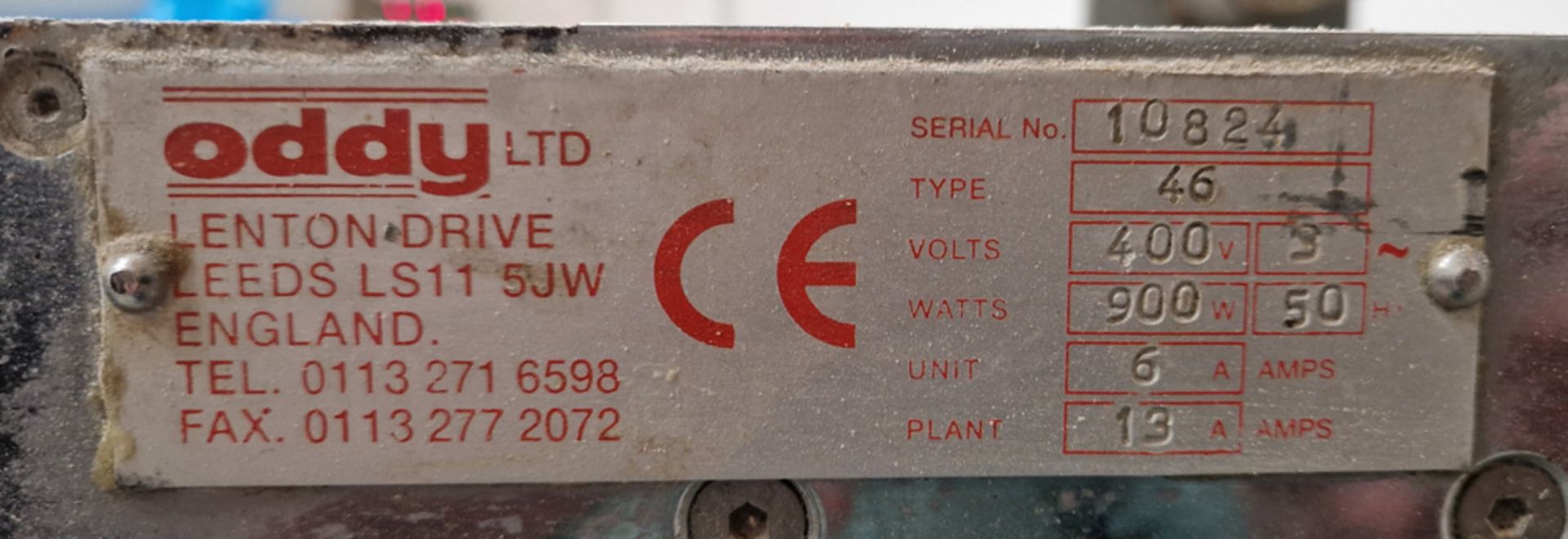 An ODDY Type 46 Mobile Conveyor Flour Duster/Seeder, Serial No. 10824 (400V) (NOTE: A Method - Image 2 of 2