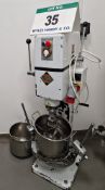 A REGO SM2 Rotary Mixer, Serial No. 082/17, with Two Stainless Steel Mixing Bowls, Dough Hook and