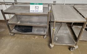 A Stainless Steel 3-Tier Trolley and One Stainless Steel 2-Tier Trolley