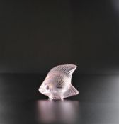 A LALIQUE Extra Small Fish Figure in Pink Crystal from the Original 1912 Design by Rene Lalique.