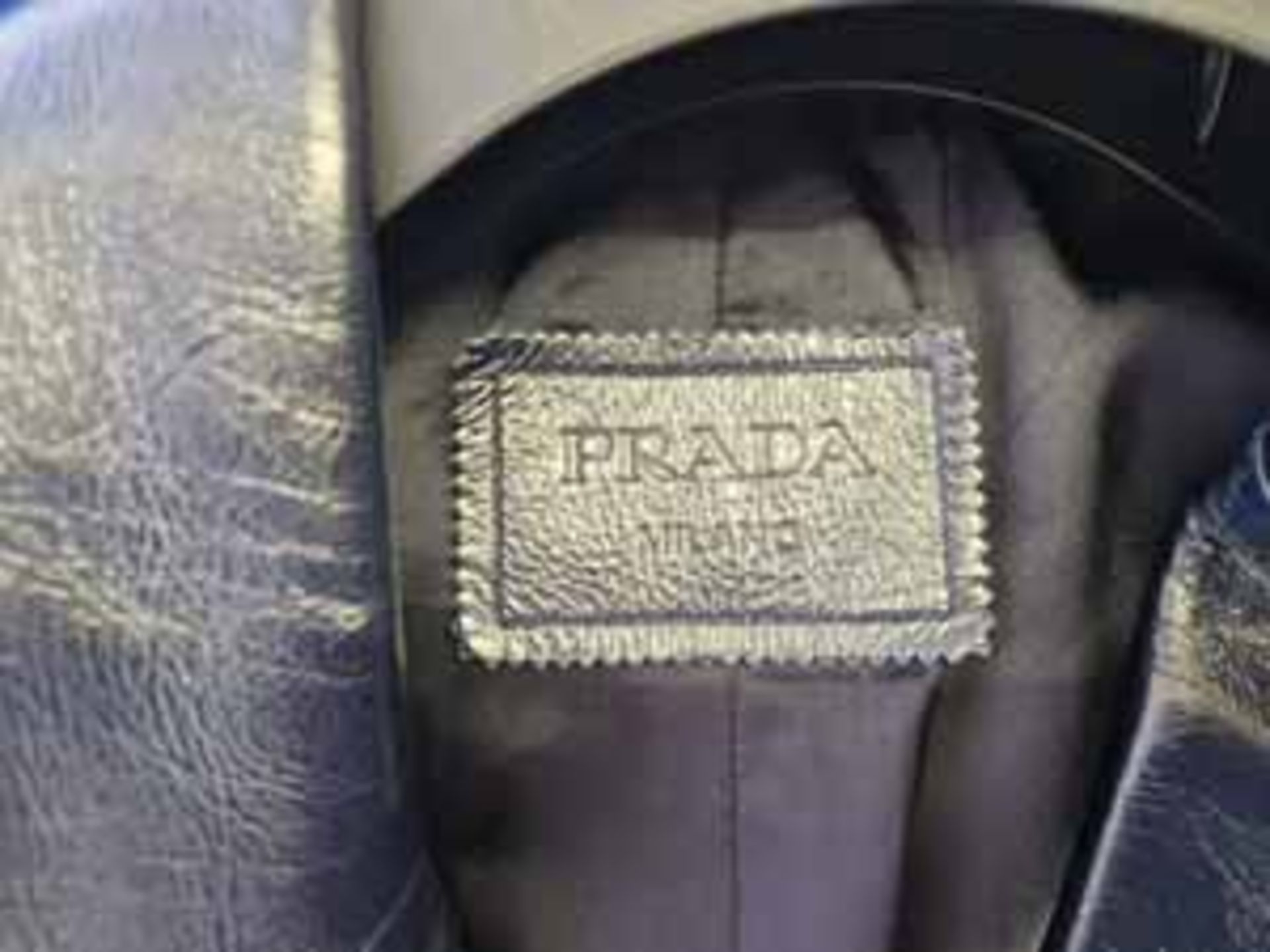 A PRADA Lux 100 per cent Calf Skin Leather Jacket in Inky Blue with 100 per cent Viscose Lining with - Image 3 of 4