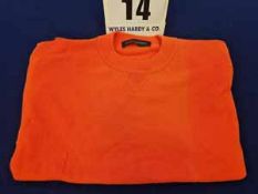 A LOUIS VUITTON Neon Orange Fine Knit Crew Neck Jumper with Label Detail to Reverse, Size L (