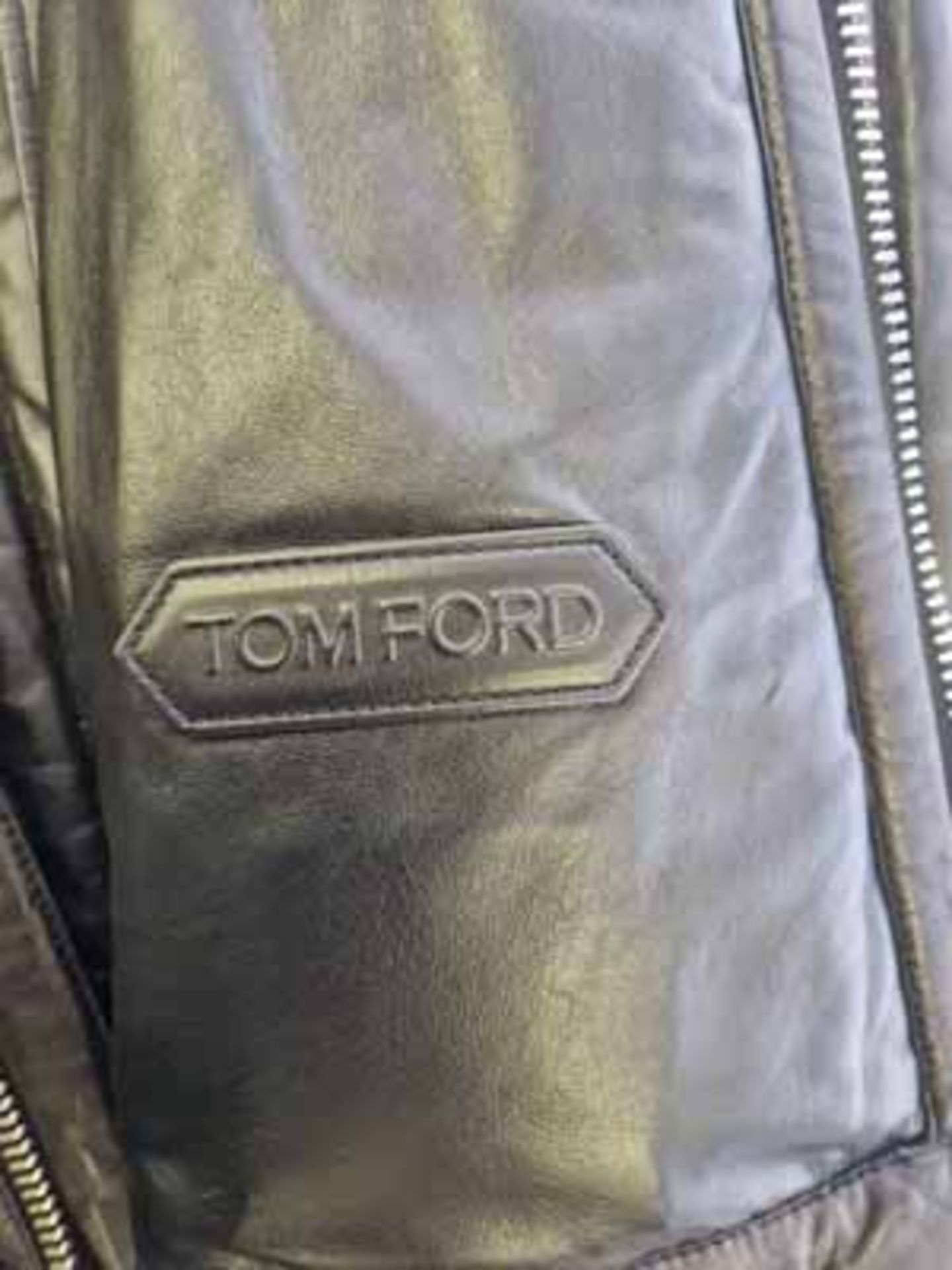 A TOM FORD Ovatta Padded Black Lamb's Leather Jacket with Ovatta Padding in Vertical Channels with - Image 2 of 3