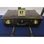 A GLOBE-TROTTER Centenary Large Trunk Style Suitcase in Black Leather with Black Leather Corners,