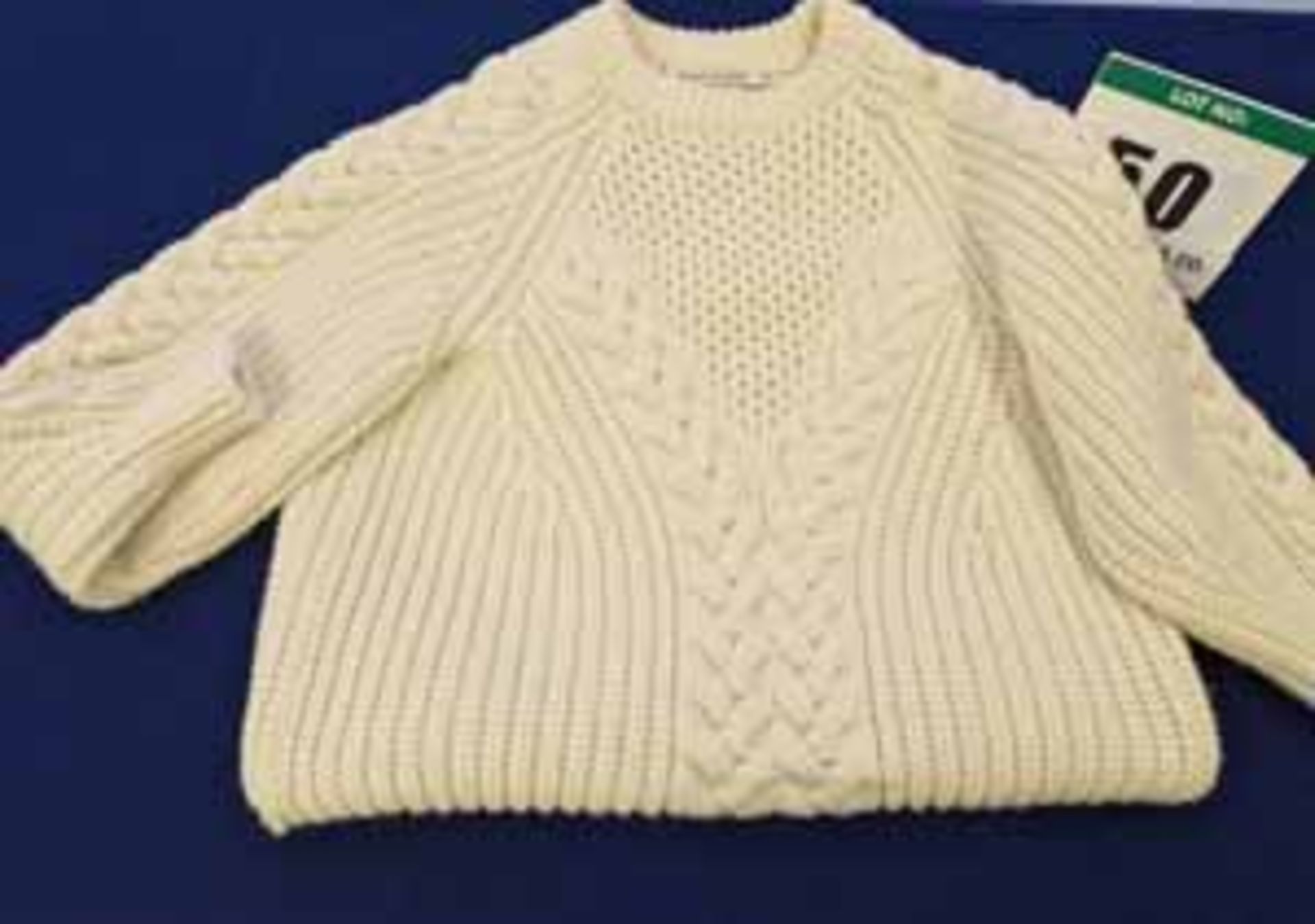 An ALEXANDER MCQUEEN 100 per cent Wool Chunky Knit Fishermans Style Jumper in Cream (Note: Size - Image 3 of 3