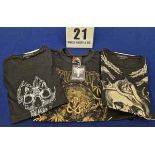 A Set of Three Men's T-Shirts:- - An ALEXANDER McQUEEN Black Cotton Straight Cut, Round Neck T-Shirt