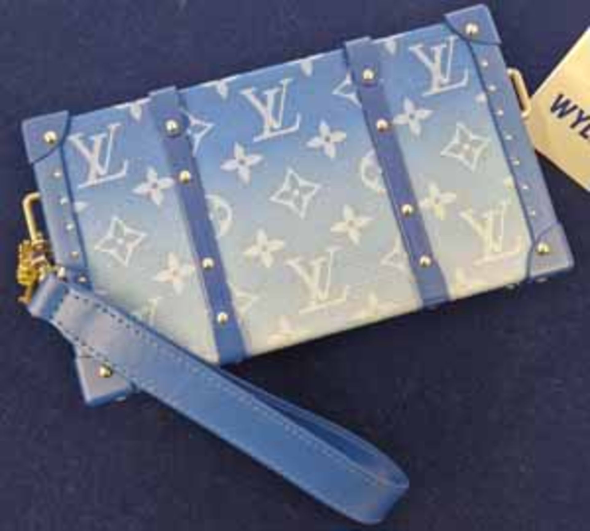 A LOUIS VUITTON Virgil Abloh Blue Soft Clouds Trunk Case Bag with Blue Gradient Leather, LV Monogram - Image 3 of 7