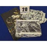 A Set of Three ALEXANDER McQUEEN Silk Scarves. - A Cream Scarf with Black Print Skulls and Birds - A