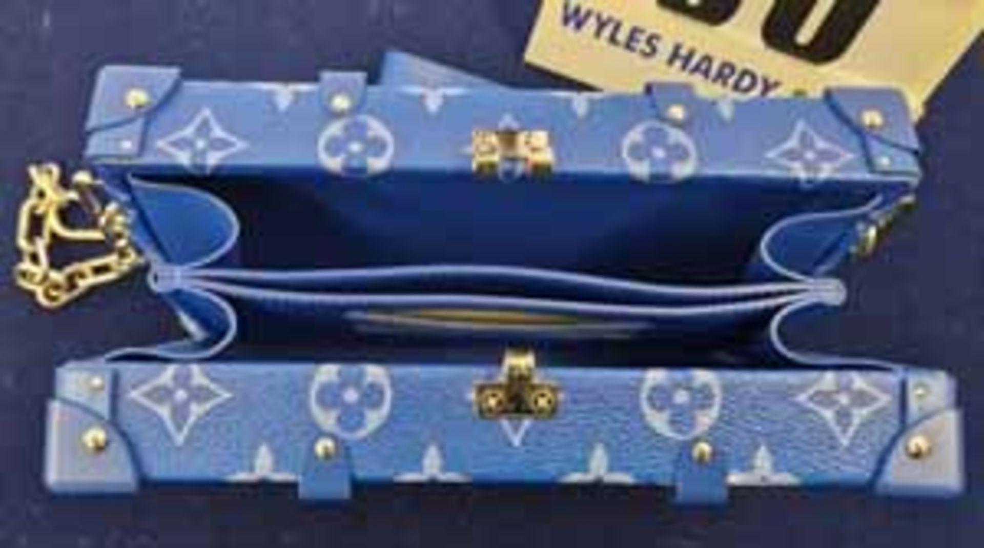 A LOUIS VUITTON Virgil Abloh Blue Soft Clouds Trunk Case Bag with Blue Gradient Leather, LV Monogram - Image 6 of 7