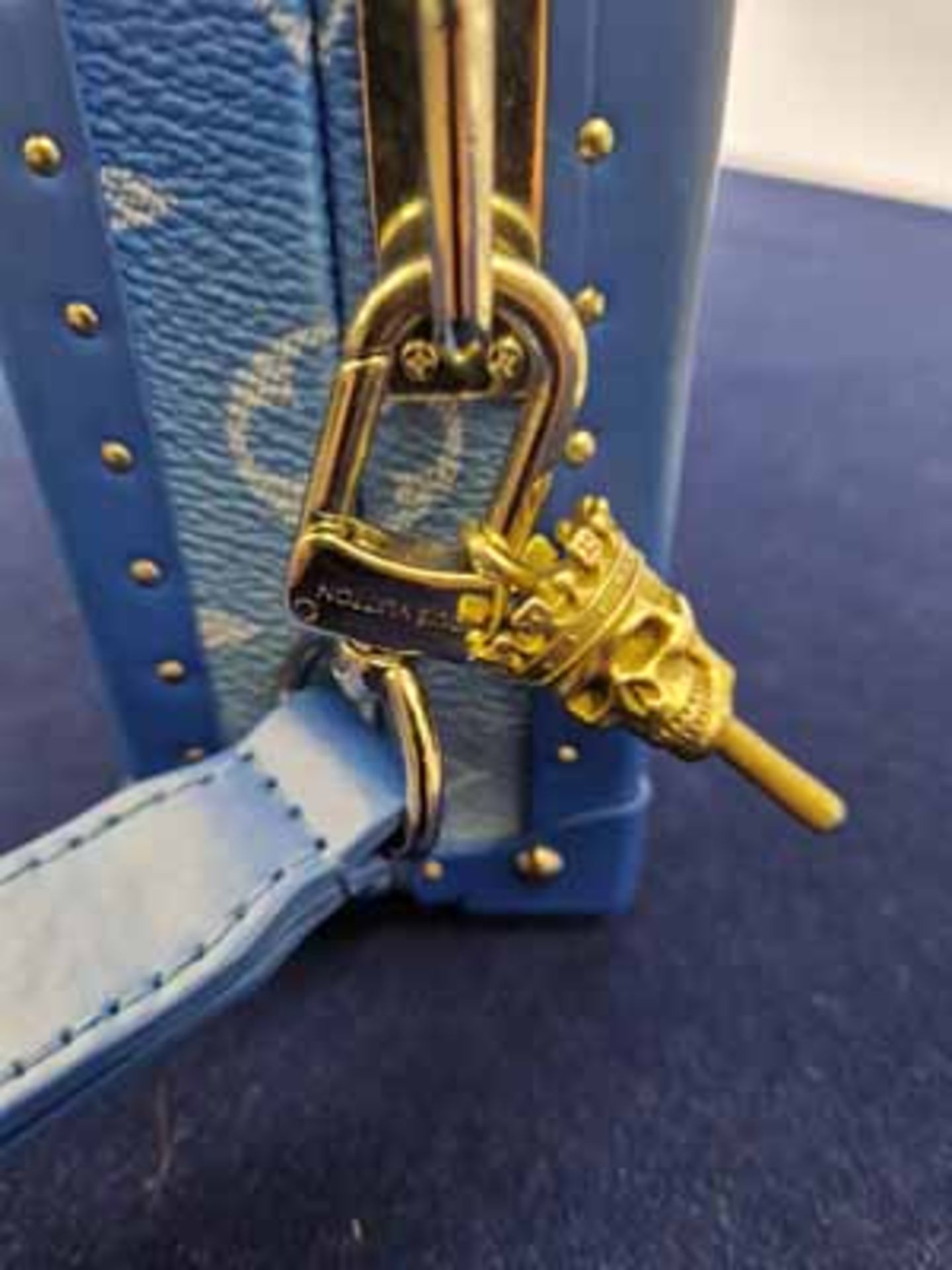 A LOUIS VUITTON Virgil Abloh Blue Soft Clouds Trunk Case Bag with Blue Gradient Leather, LV Monogram - Image 7 of 7