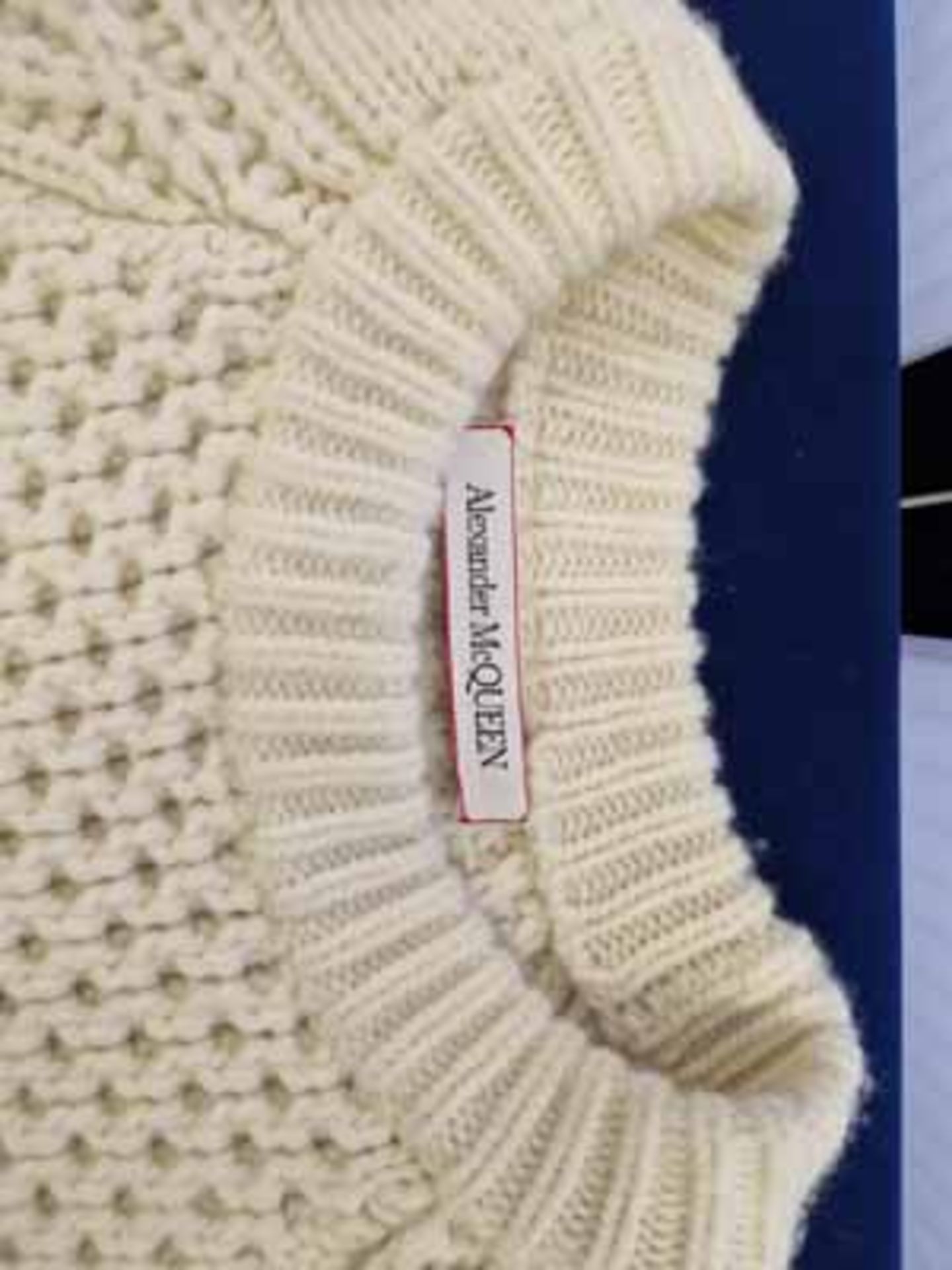 An ALEXANDER MCQUEEN 100 per cent Wool Chunky Knit Fishermans Style Jumper in Cream (Note: Size - Image 2 of 3