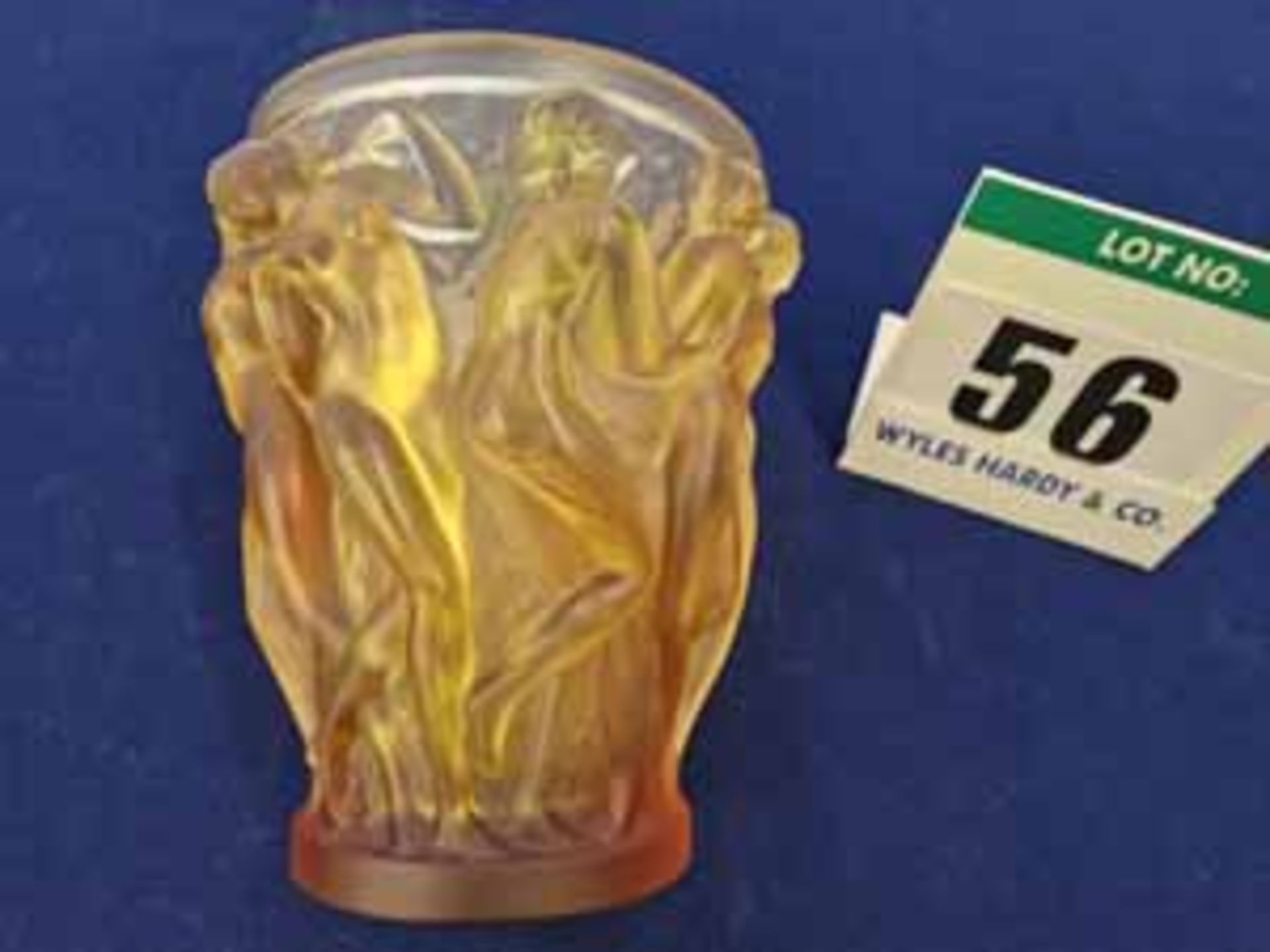 A LALIQUE 1927 - 2007 Numbered Anniversary Edition Bacchantes Vase in Amber Crystal. From the - Image 4 of 6
