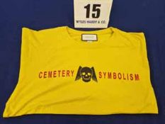 A GUCCI T-Shirt by ALESSANDRO MICHELE CR19 Collection Yellow Cotton 'Cemetery Symbolism' T-Shirt,