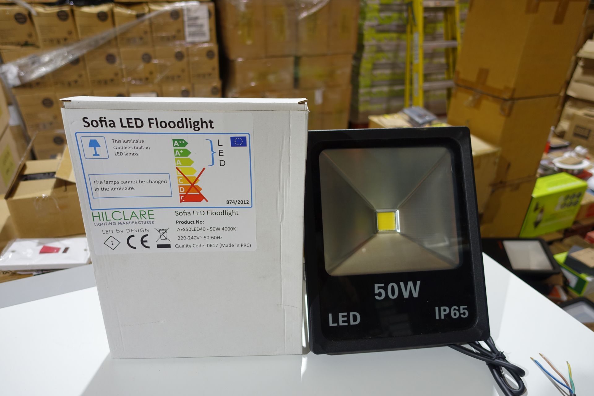 8 X HILCLARE AFS50LED40 50W LED Floodlight's 4000K IP65 Black Finish