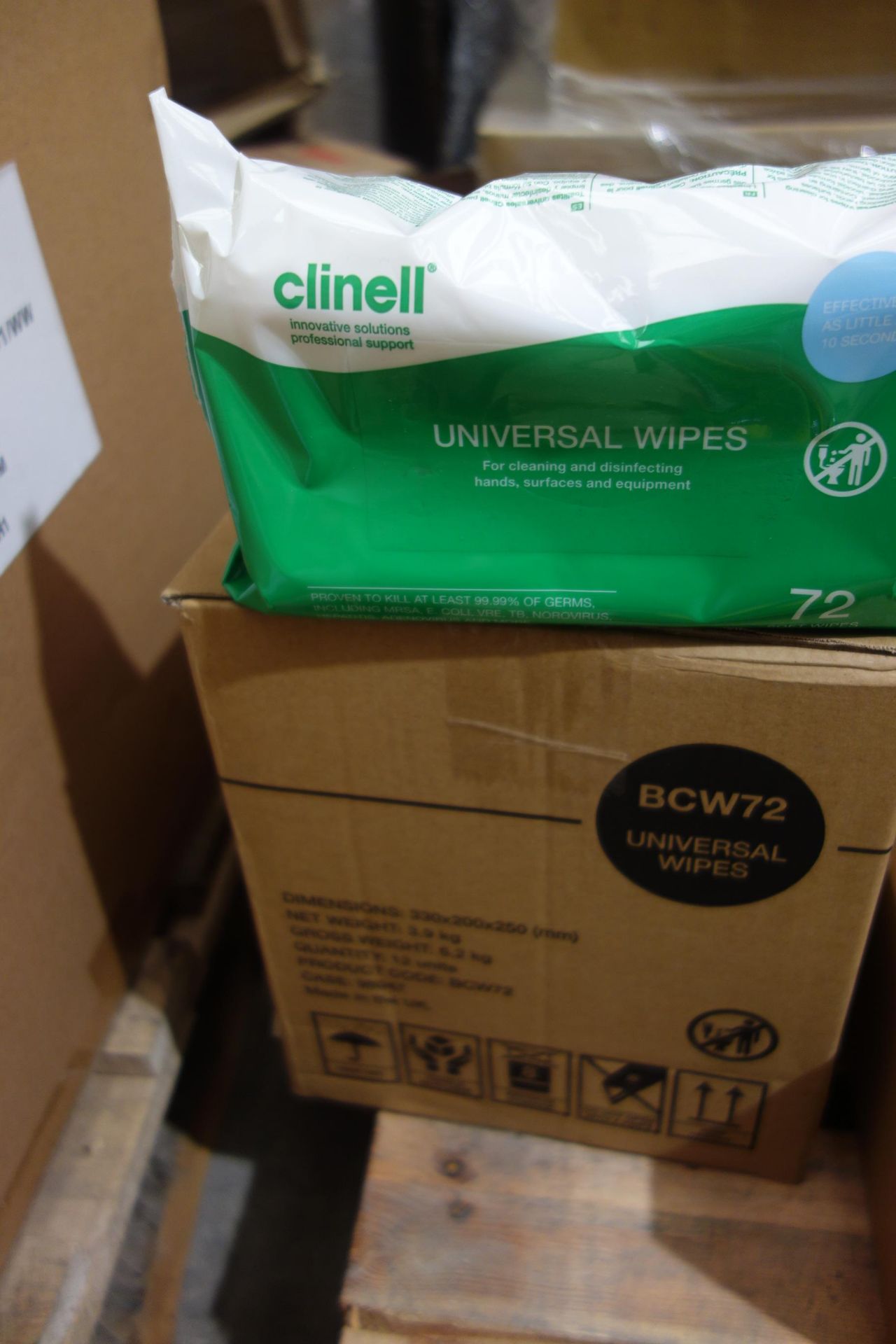 40 x Boxes of CLINELL BCW72 Universal Wipes for Cleaning and Disinfecting Hands, Surfaces and