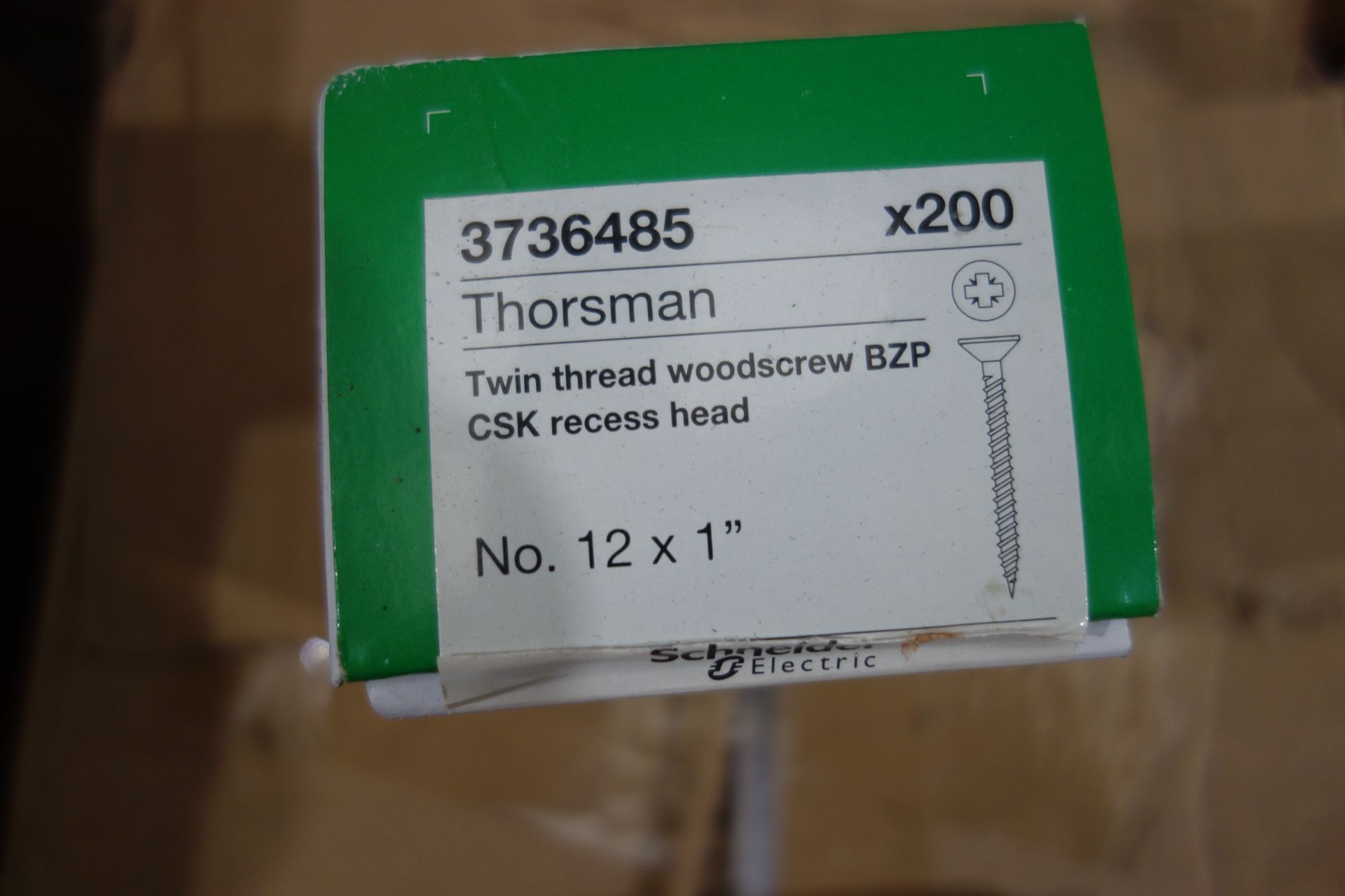 108 x Packs of THORSMAN 3740194 12 x 1 Twin Thread Woodscrews BZP CSK Recess Head 200 per pack