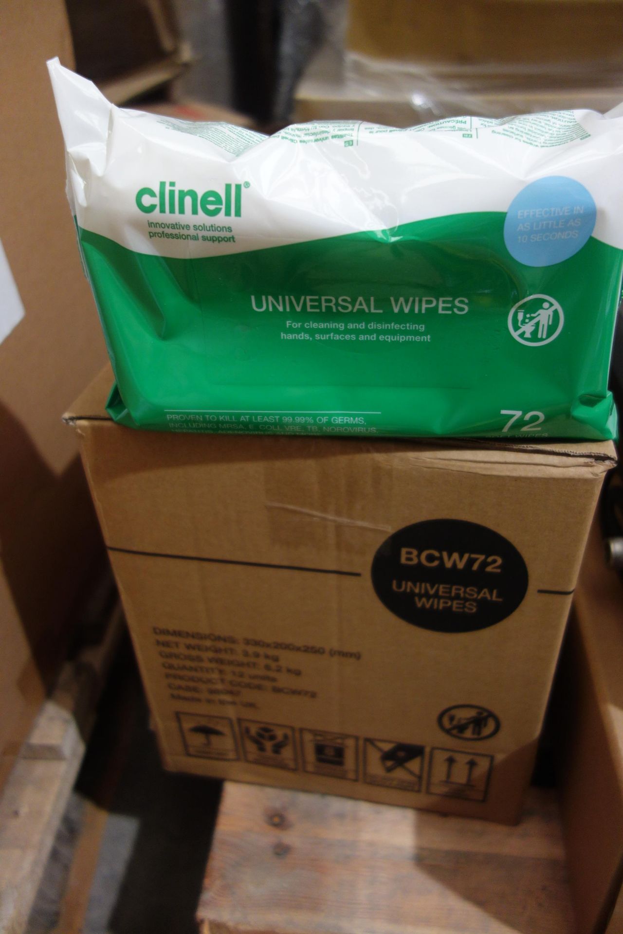 40 x Boxes of CLINELL BCW72 Universal Wipes for Cleaning and Disinfecting Hands, Surfaces and