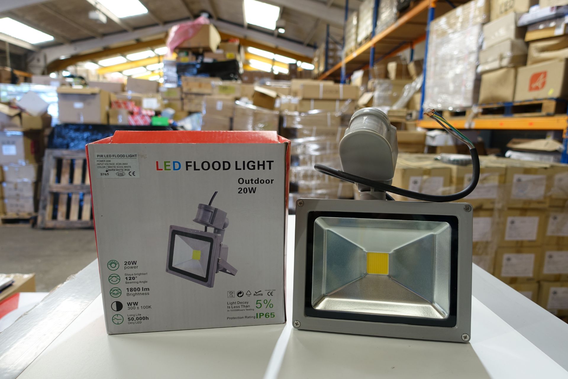 15 x LED Floodlights 20W With PIR Warm White IP65 Grey Finish