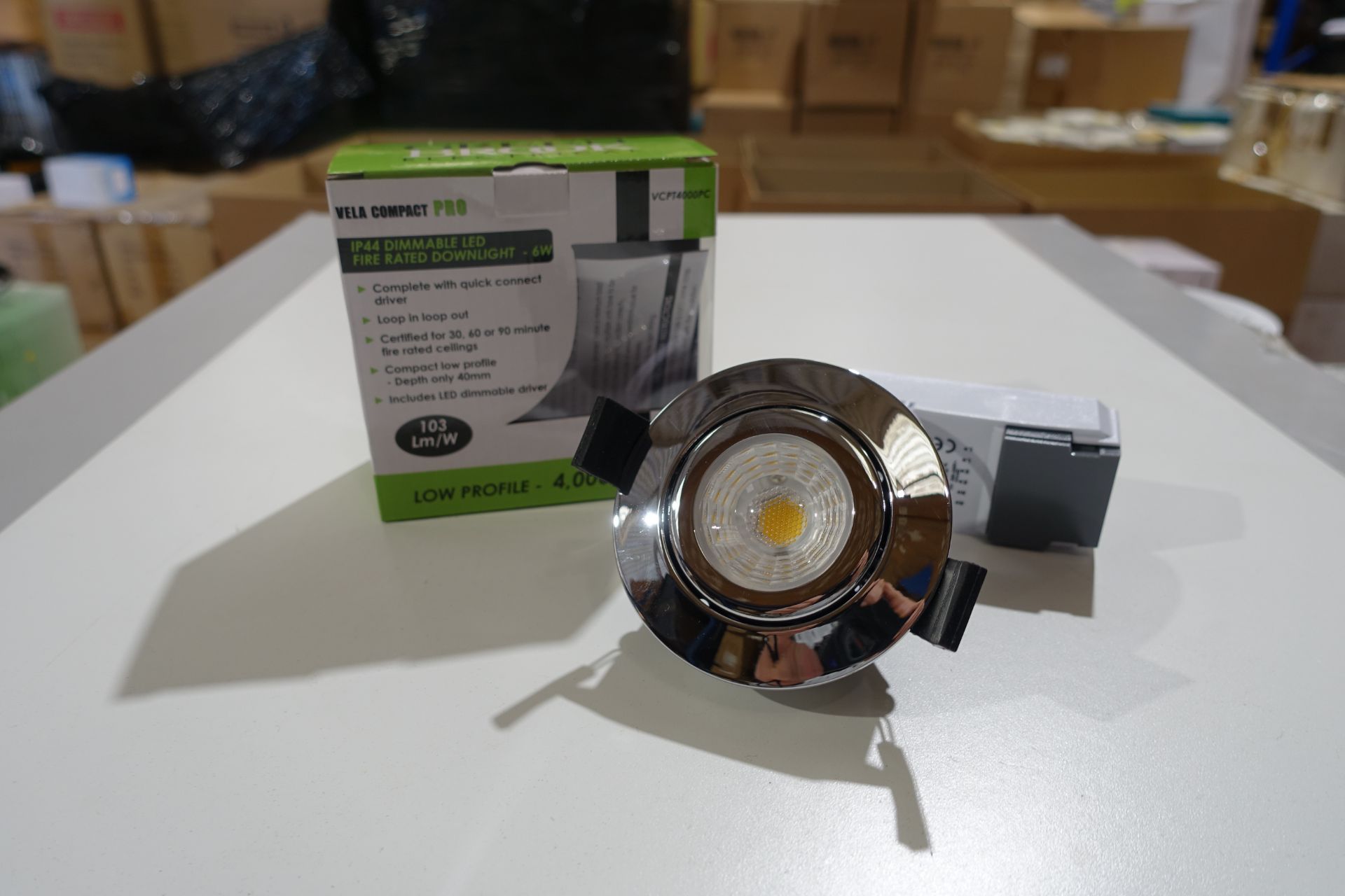 36 x Green Brook VPT4000PC 6W LED IP44 Dimmable Fire Rated Down Lights Loop in Loop out Inc Driver