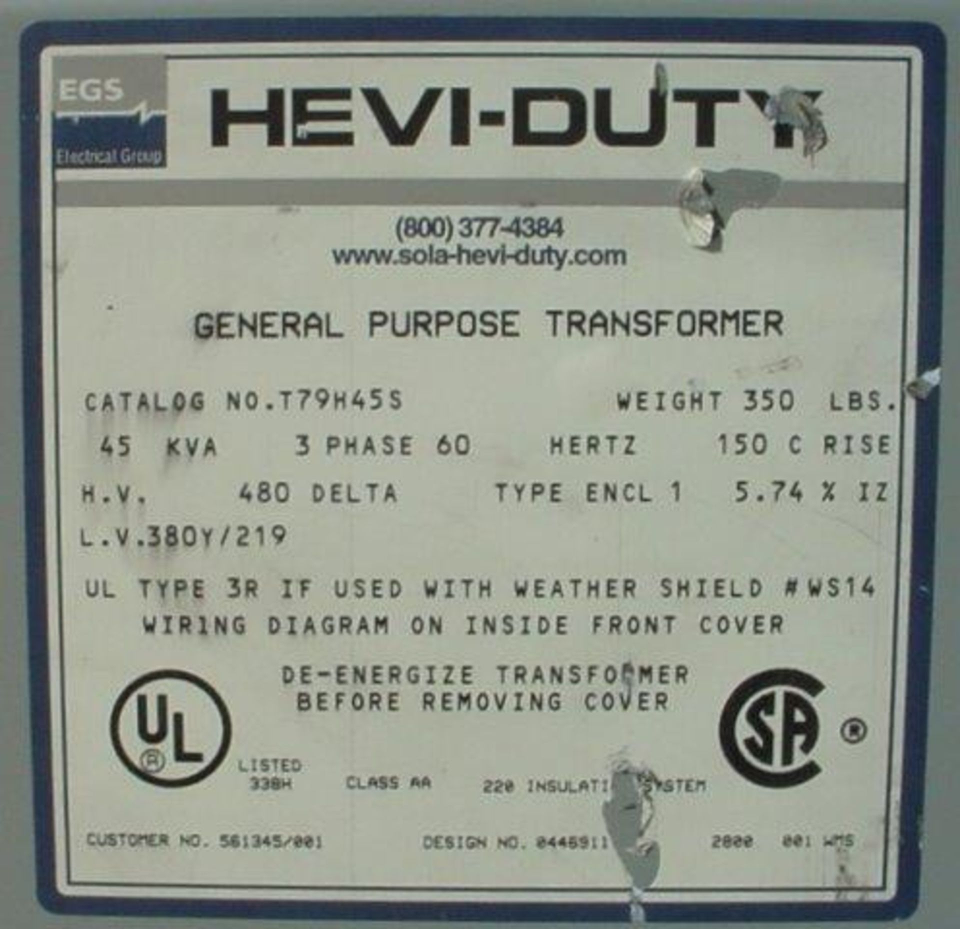 Sola 45 KVA Heavy Duty Transformer - Bild 4 aus 4