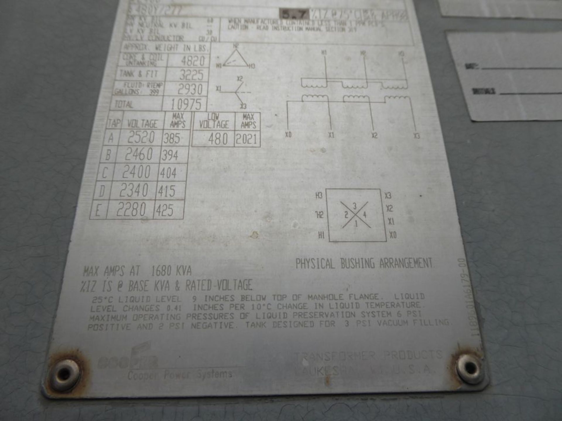 Cooper 1,500/1,680 - 1,725/1,932 KVA Transformer - Bild 10 aus 10