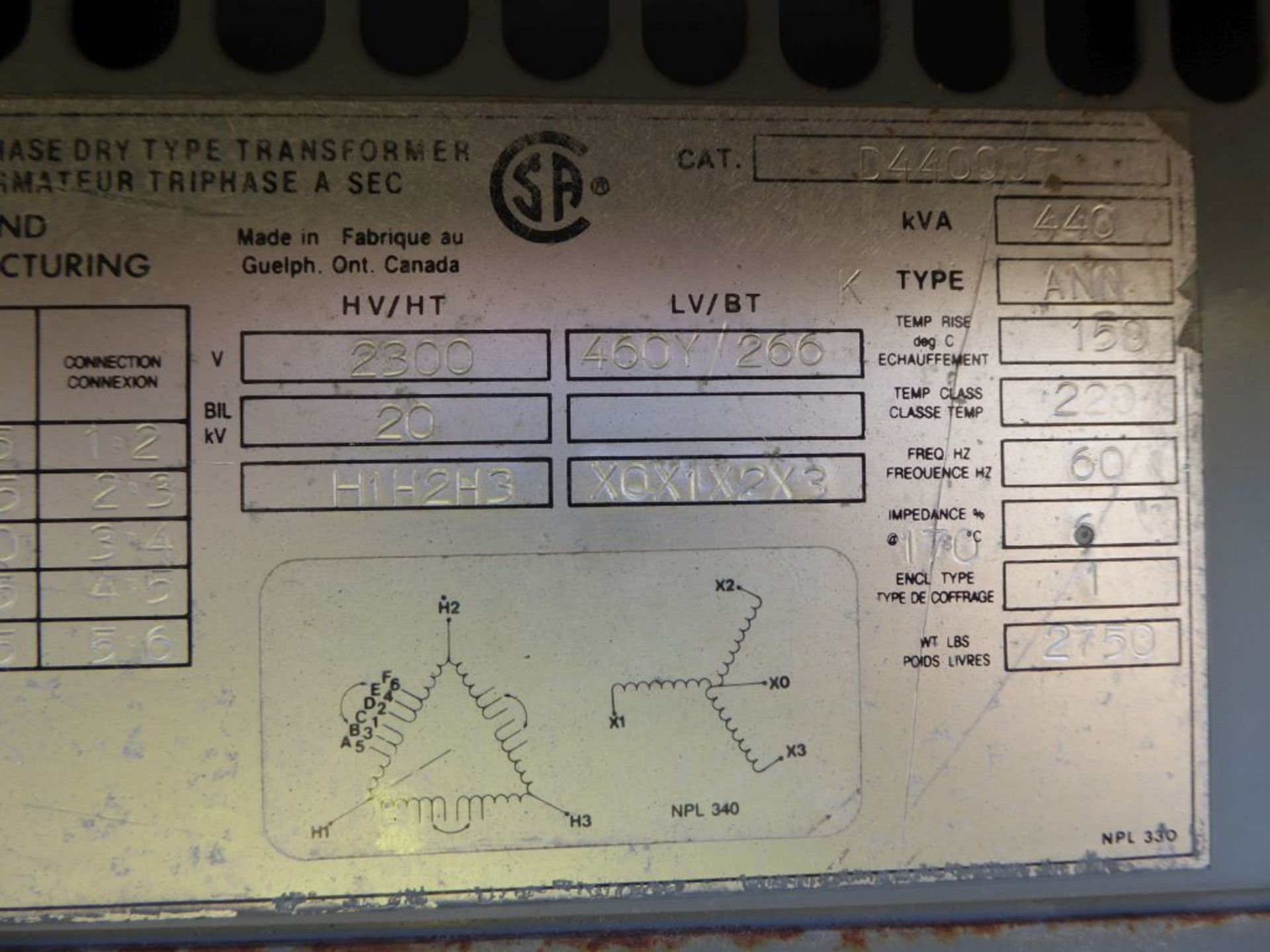 Hammond Manufacturing 440 KVA Transformer - Bild 8 aus 8