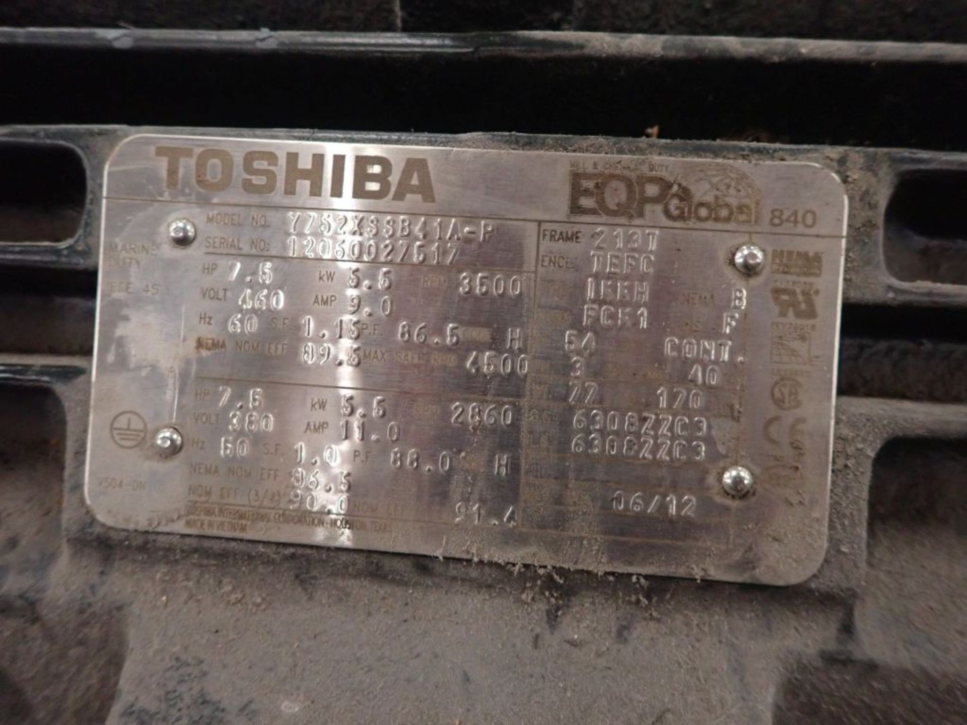 Lot of (2) Toshiba 7.5 HP Motors - Image 8 of 12