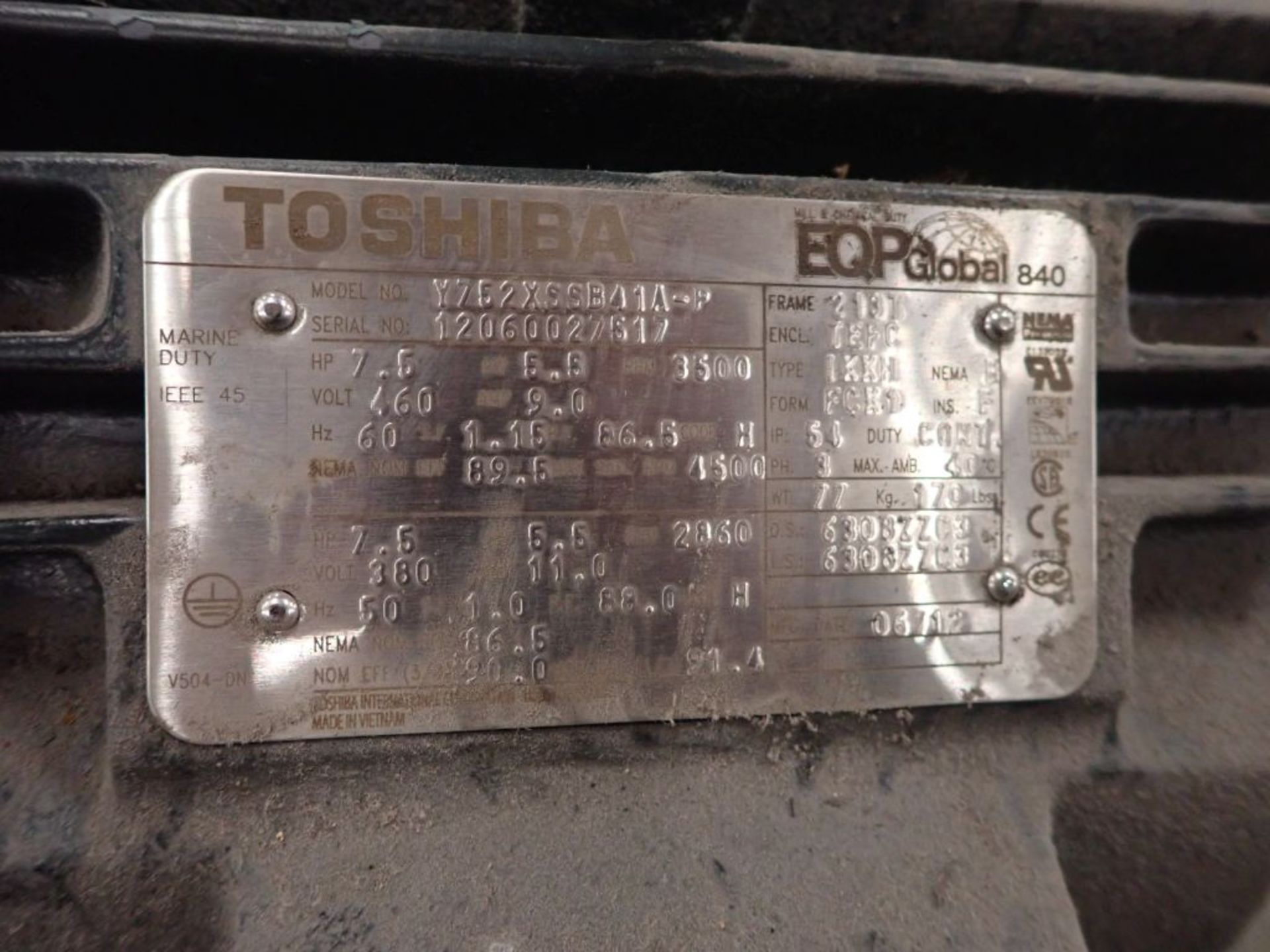 Lot of (2) Toshiba 7.5 HP Motors - Image 7 of 12