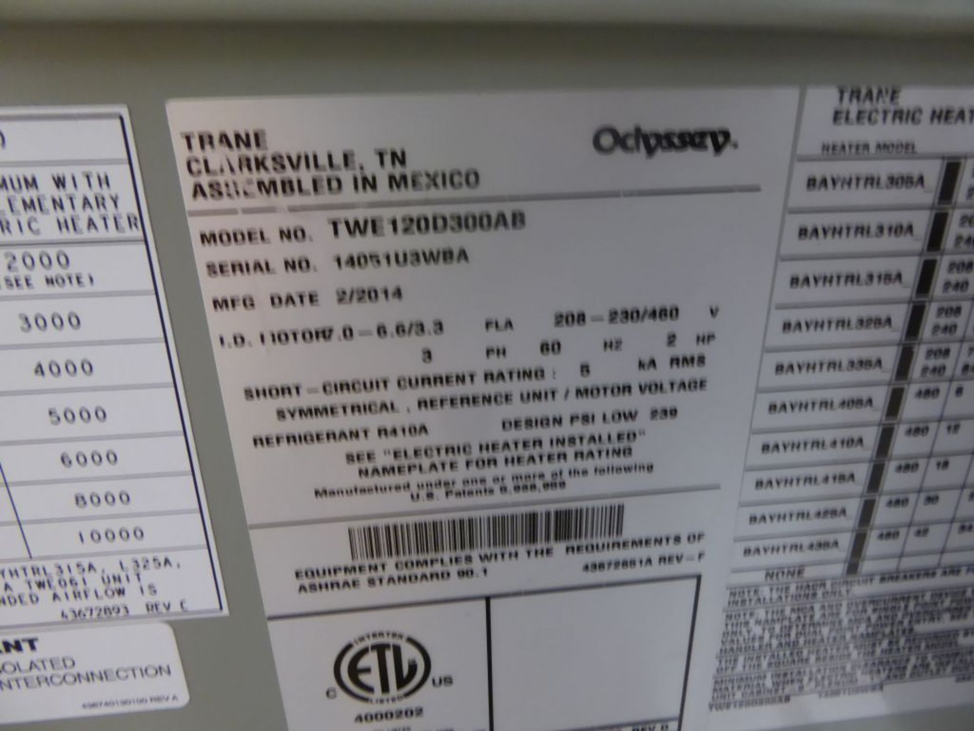 Charlotte, NC - 2014 Trane Electric Heater - Image 11 of 11