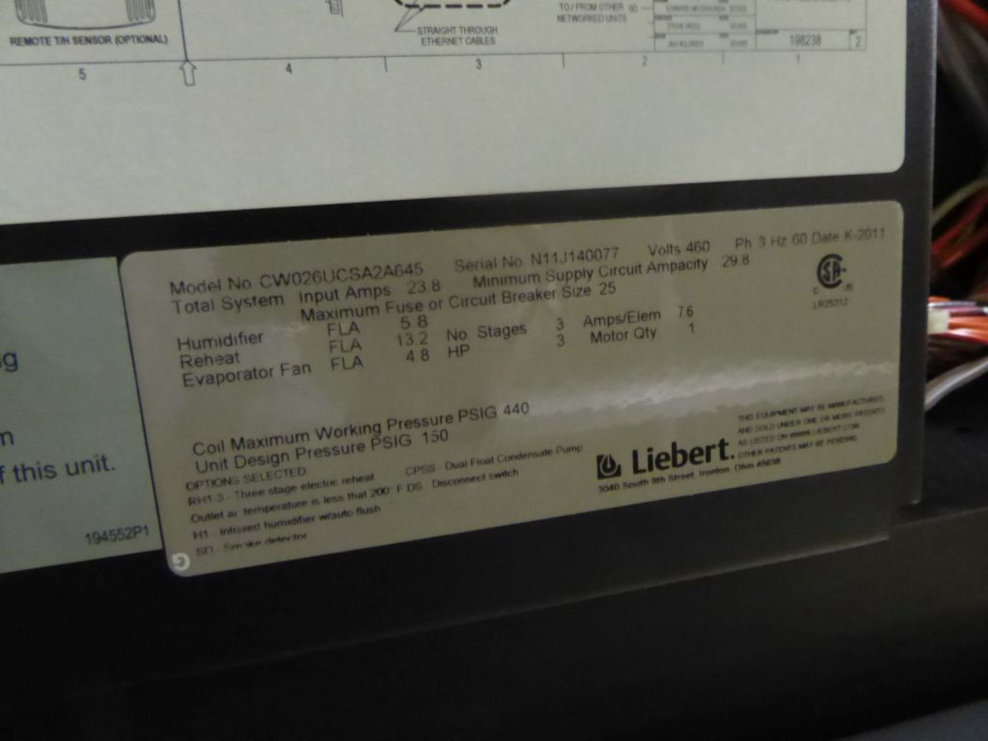 Spartanburg, SC - Liebert CW Precision Cooling Unit - Image 3 of 4