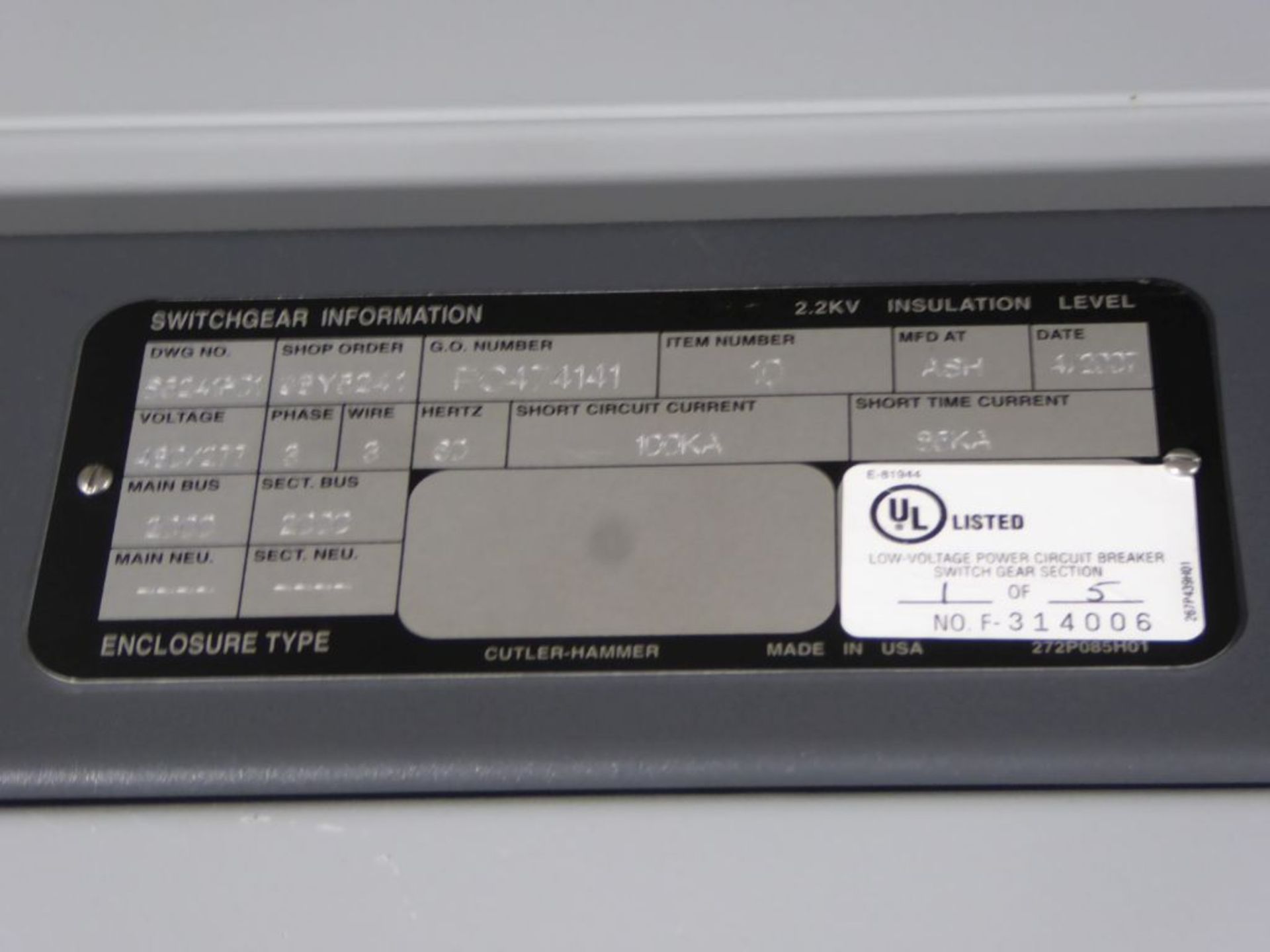 Charlotte, NC - Eaton Switchgear with Powerware System ByPass Module - Image 5 of 24