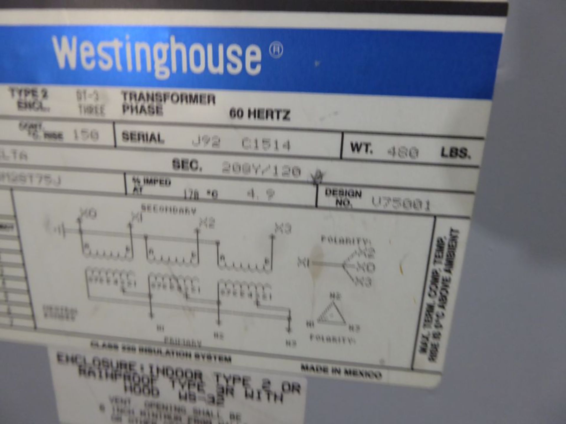 Spartanburg, SC - Westinghouse 75 KVA Transformer - Image 5 of 5