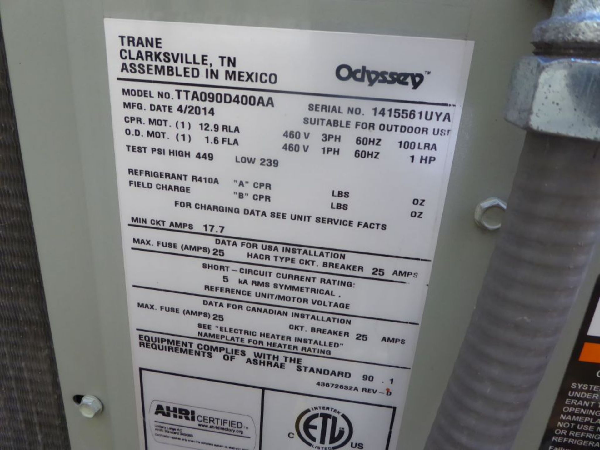 Charlotte, NC - 2014 Trane HVAC Unit - Image 3 of 7