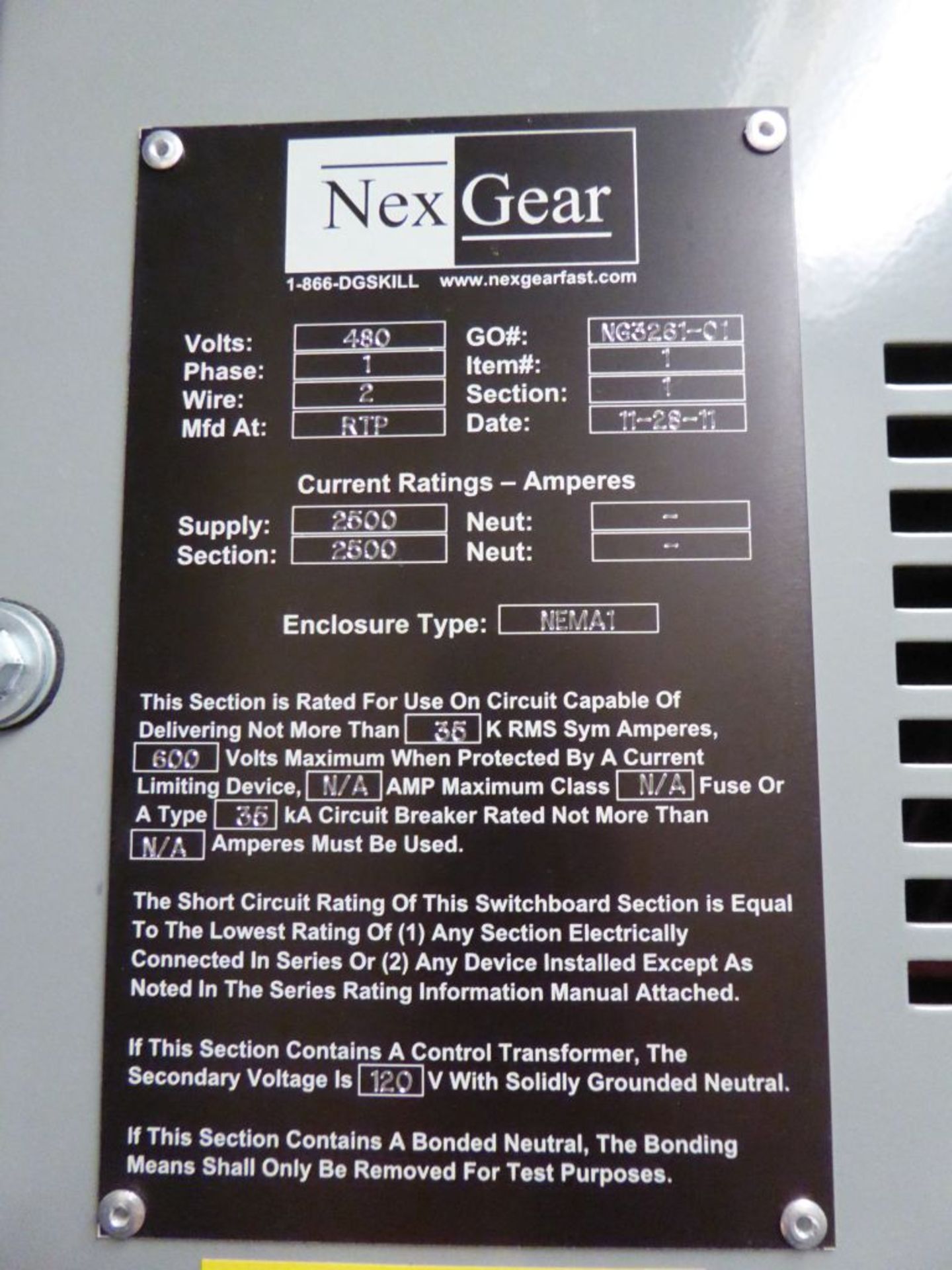 Charlotte, NC - NexGear 2500A Switchboard - Image 3 of 6