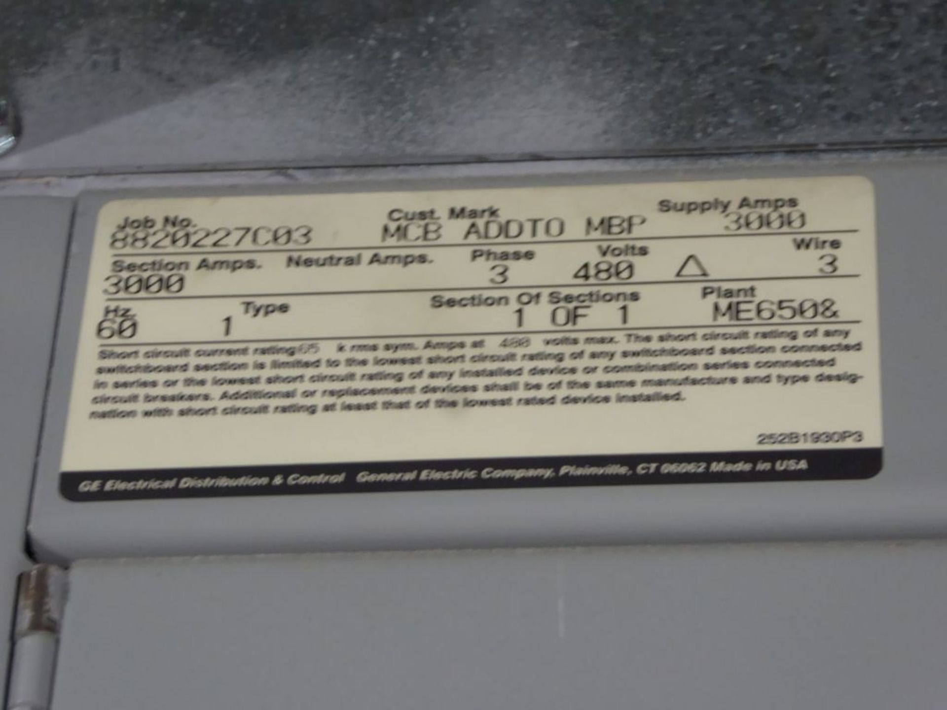 Charlotte, NC - GE 3000A Spectra Series Switch Board - Image 4 of 19