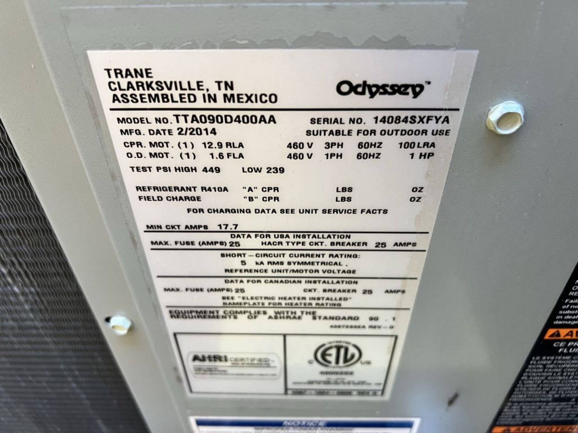 Charlotte, NC - 2014 Trane Air Conditioning Unit - Image 4 of 6