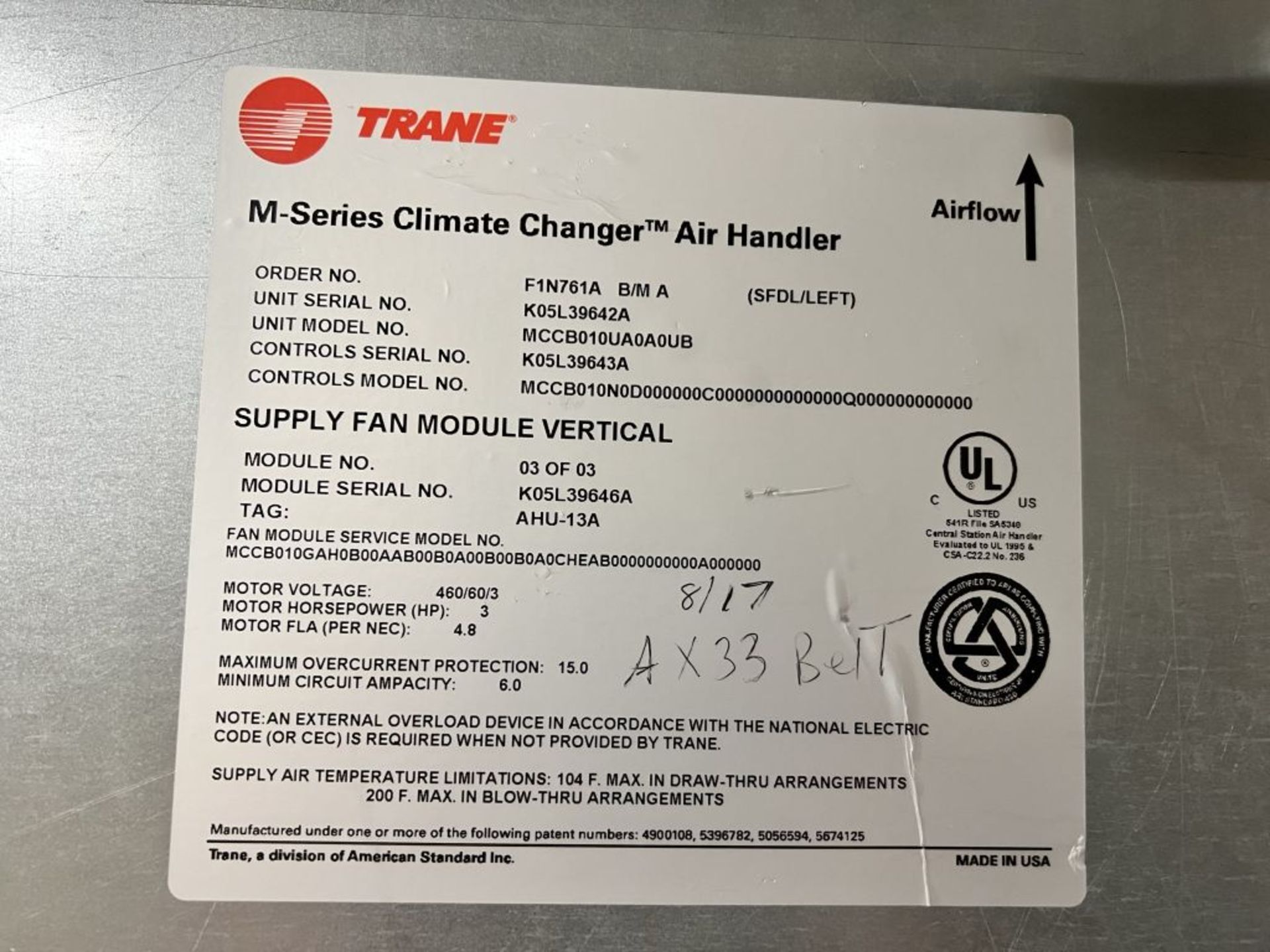 Charlotte, NC - Trane M-Series Climate Changer Air Handler - Image 3 of 4