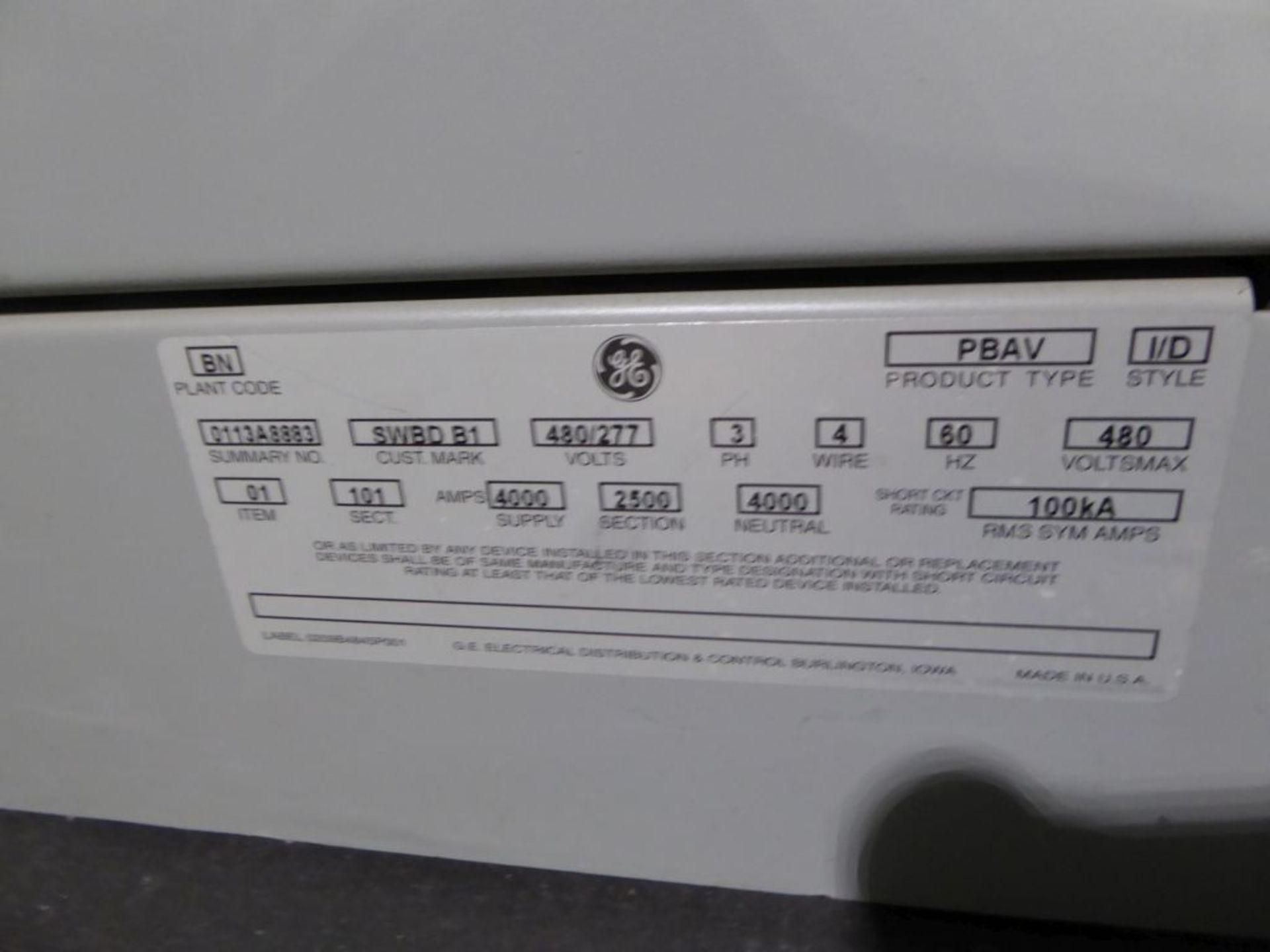 Charlotte, NC - GE 4000A Powerbreak Switchgear - Image 3 of 24