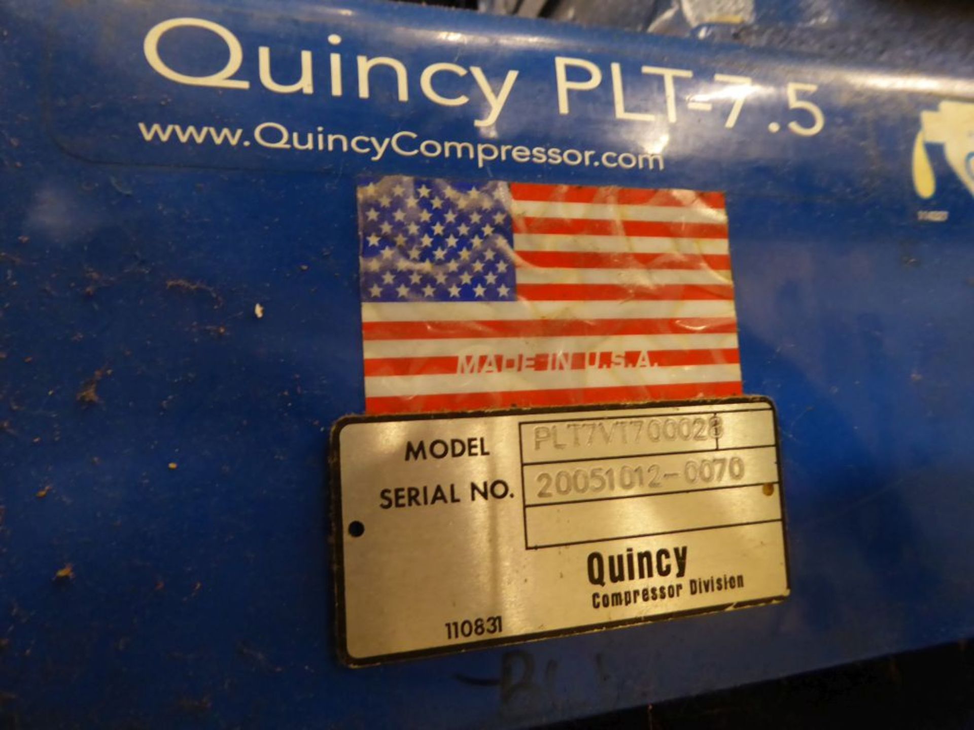 Charlotte, NC - Quincy PLT 7.5 Compressor - Image 4 of 8