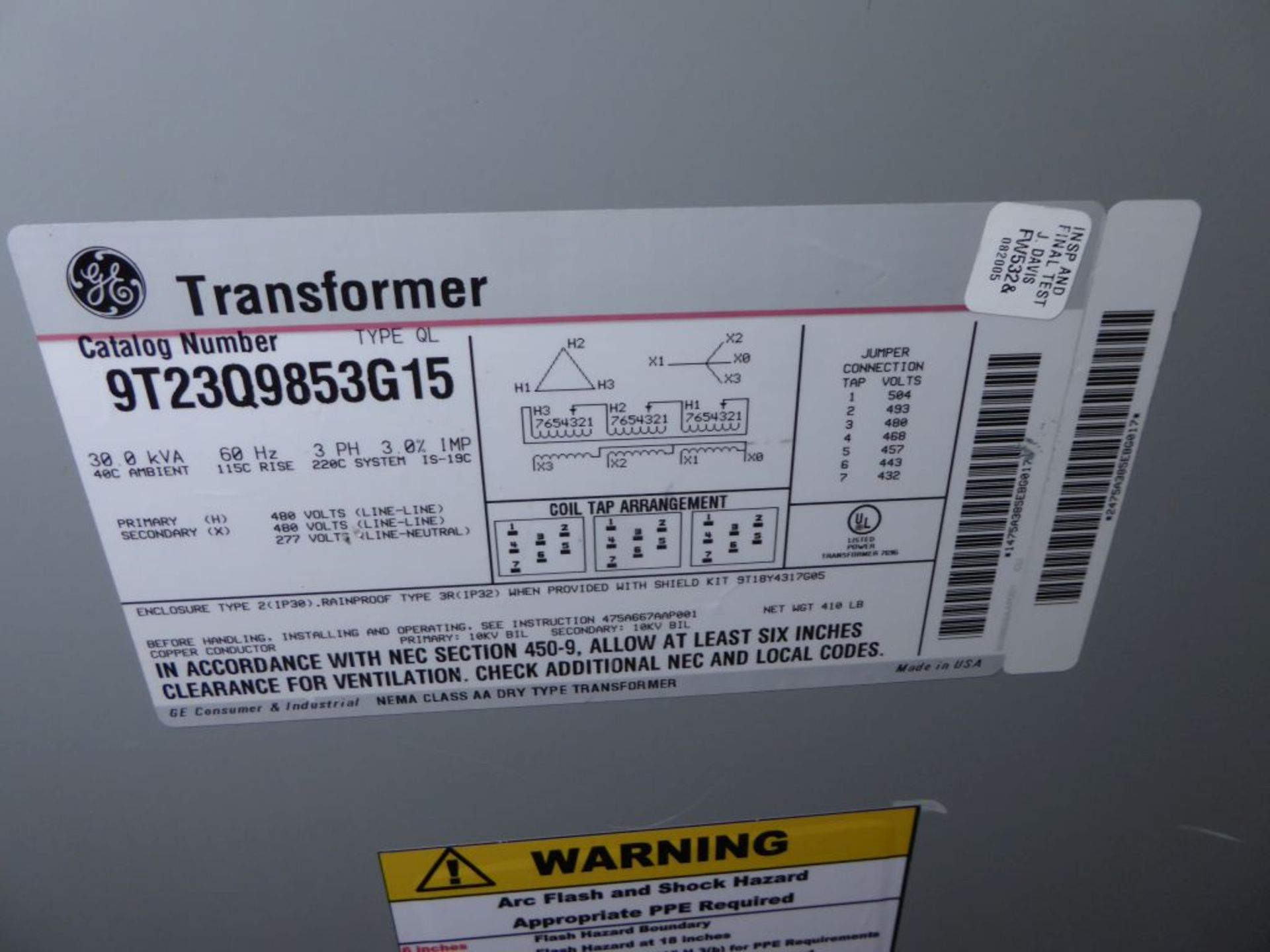 Spartanburg, SC - GE 30 KVA Transformer - Image 2 of 4