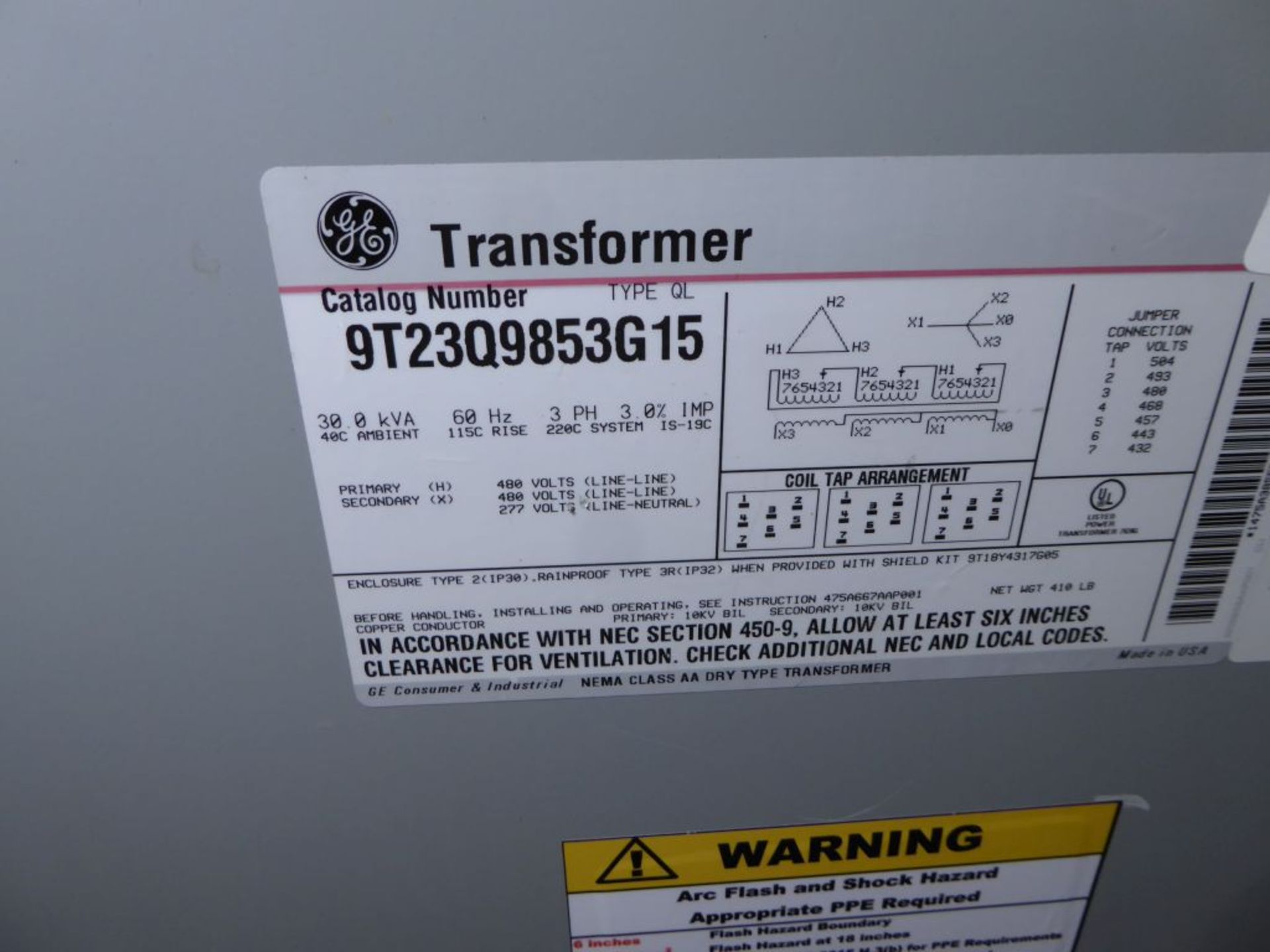 Spartanburg, SC - GE 30 KVA Transformer - Image 3 of 4