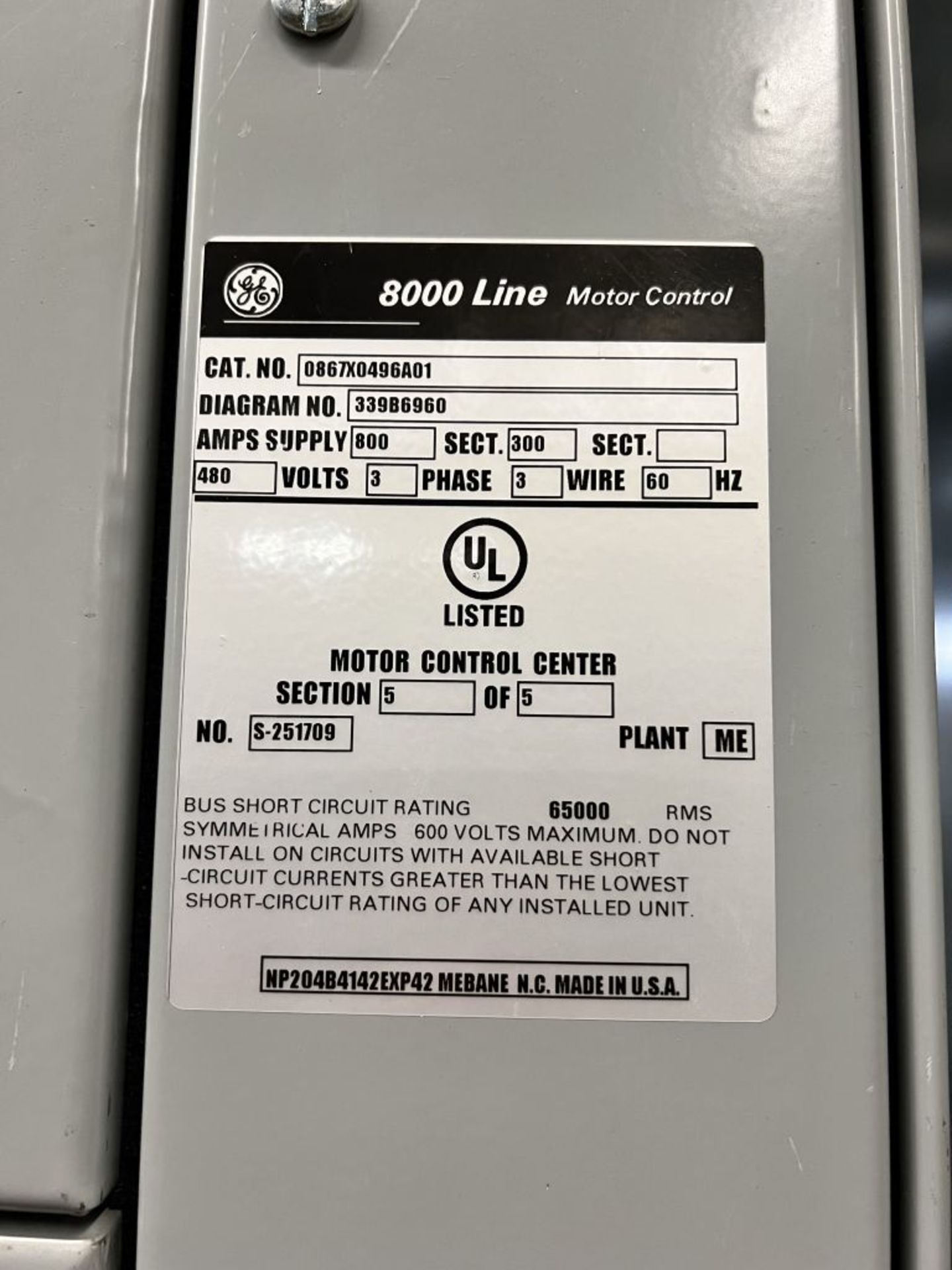 Charlotte, NC - GE 800 Line Motor Control - Image 8 of 101