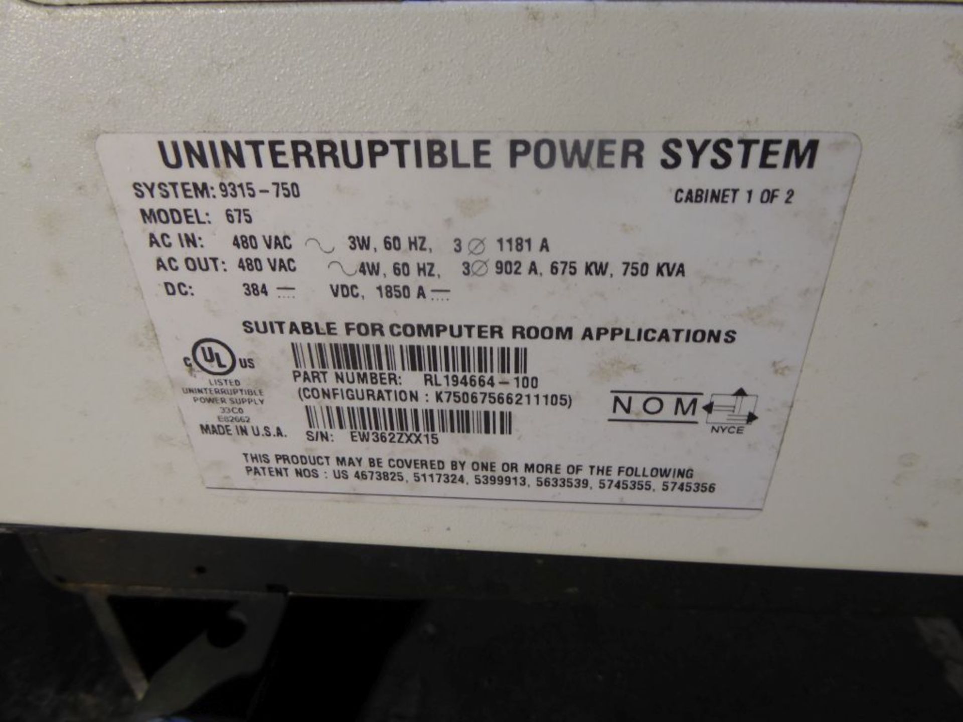 Charlotte, NC - Eaton Uninterruptible Power System - Image 2 of 2