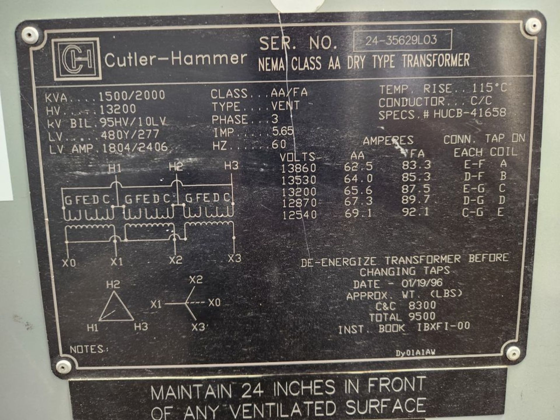 Minneapolis, MN - Cutler-Hammer 1500/2000 KVA Dry Type Transformer - Image 13 of 15